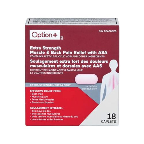 Option+ Muscle and Back Extra Strength ASA,18 Tablets