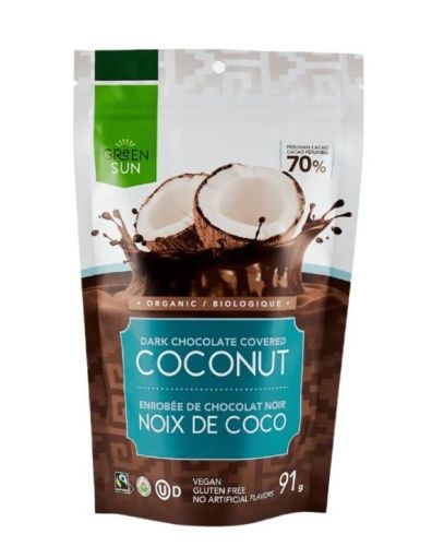 Green Sun Foods Chocolate Covered Coconut, 91g/10pk