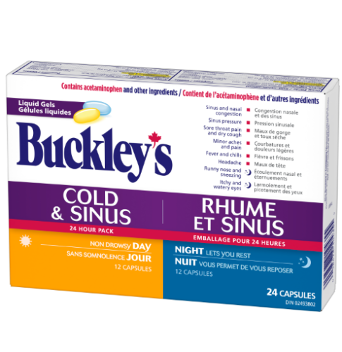Buckley Cold & Sinus Gel, 24+24 Caps