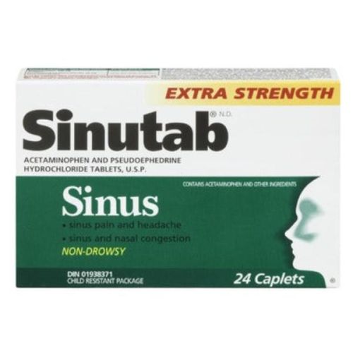 Sinutab Extra Strength Sinus Day Caplets | 24 Caplets