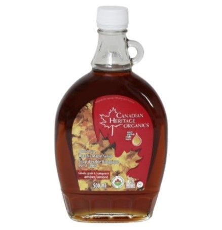 Canadian Heritage Organic CDN Grade A Amber Maple Syrup, 500mL
