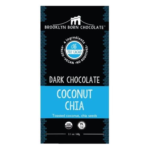 Brooklyn Born Chocolate Org Dark Choc Coconut, Chia 60g*12