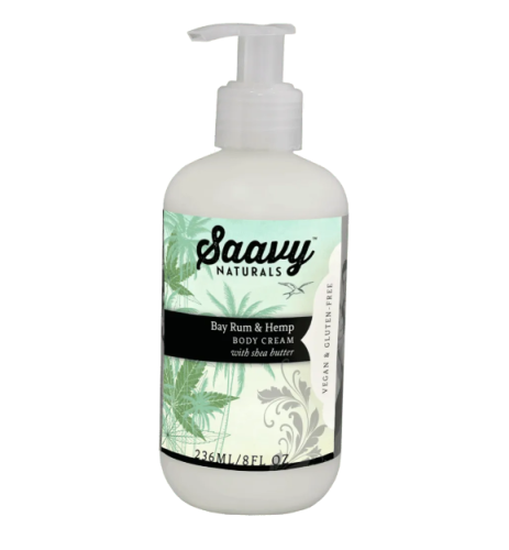 Saavy Naturals Bay Rum & Hemp Body Cream, 236mL