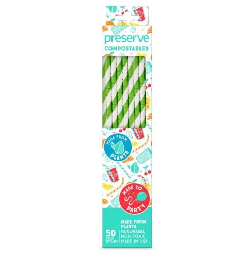 Preserve Products Compostable Straws 50ct Green