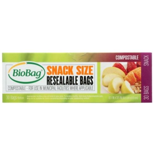 Biobag Resealable Snack Size Bags 30ct