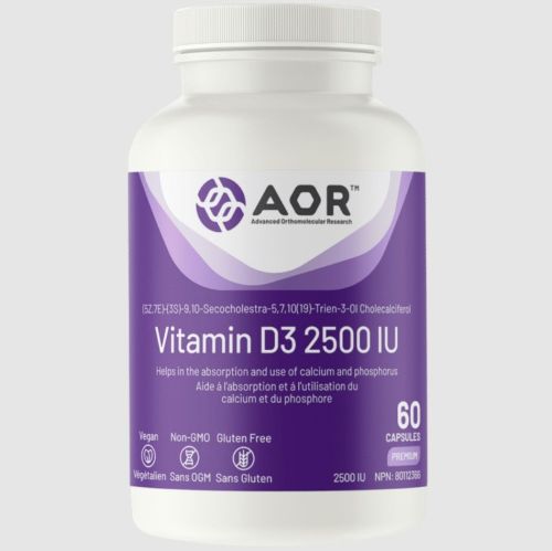 AOR Vitamin D3 2500IU, 60caps 