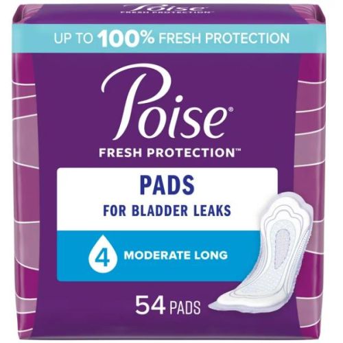 Poise Pads Moderate Absorbency Long, 54's