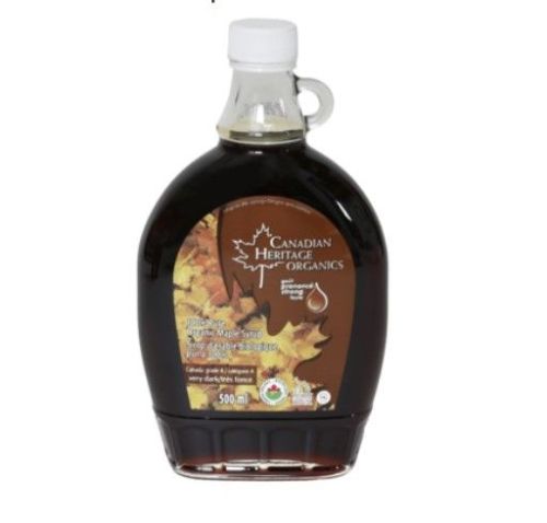 Canadian Heritage Organic CDN Grade A Very Dark Maple Syrup, 500mL
