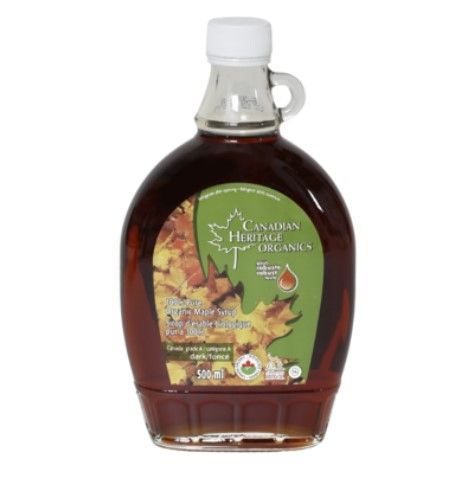 Canadian Heritage Organic CDN Grade A Dark Maple Syrup, 500mL