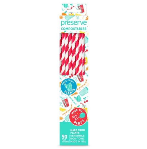 Preserve Products Compostable Straws 50ct Red