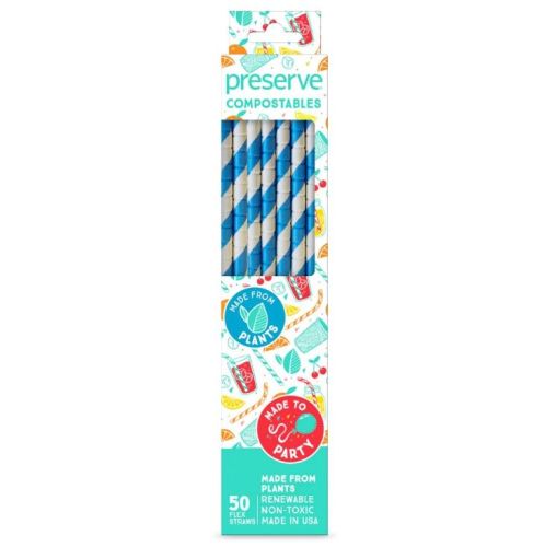 Preserve Products Compostable Straws 50ct Blue