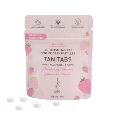 Tanit Toothpaste Tablet, Strawberry, 62tab pouch