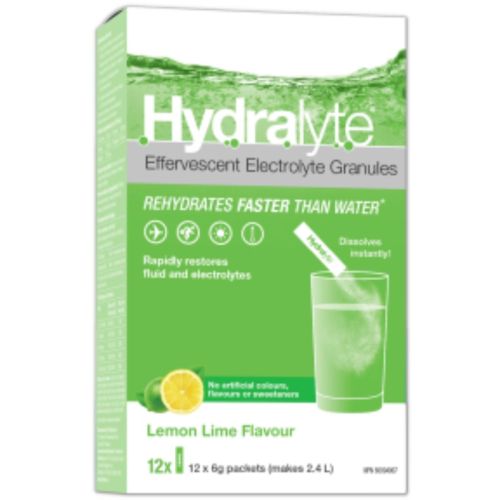 Hydralyte Electrolyte Granules Lemon Lime, 6g x 12 Packets