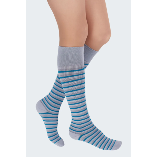 Rejuva Support Socks 15-20mm KSTR1GT2 Stripe Gray/Teal, Medium