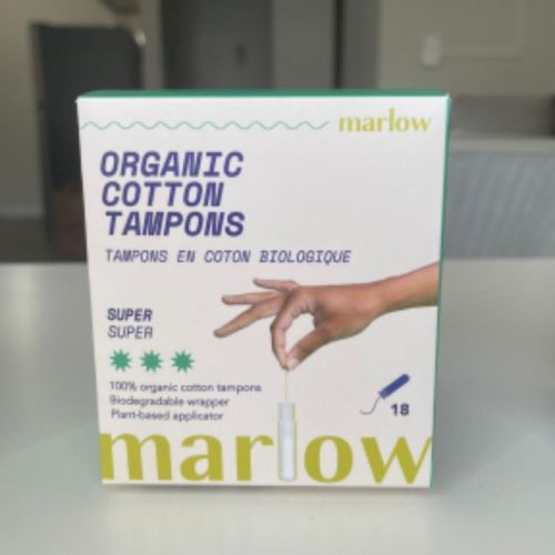 Marlow Organic Cotton Tampons (Super), 18 ct
