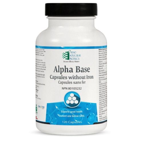 Ortho Molecular Products Alpha Base Capsules without Iron, 120 Capsules