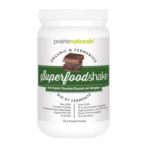 Prairie Naturals Superfood Shake Protein - Dark Chocolate, 512g Powder