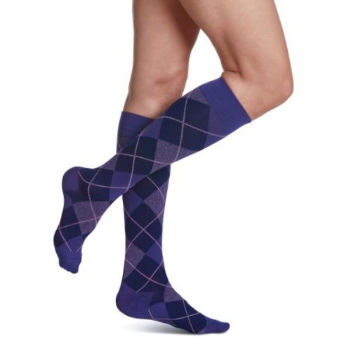 Sigvaris Microfiber Shades Women's 143CB46 15-20mm Purple Argyle, B