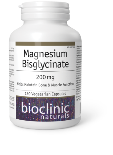 Bioclinic Naturals Magnesium Bisglycinate 200mg, 120 Vegetarian Capsules