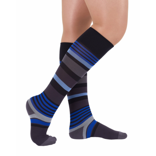 Rejuva Support Socks 15-20mm KMST1BL2 Stripe Black/Blue, Medium